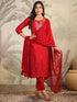 Maroon Chanderi Embroidered Straight Kurta Set